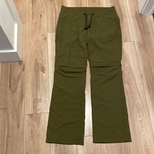 MEC convertible olive green hiking pants/shorts; size 12